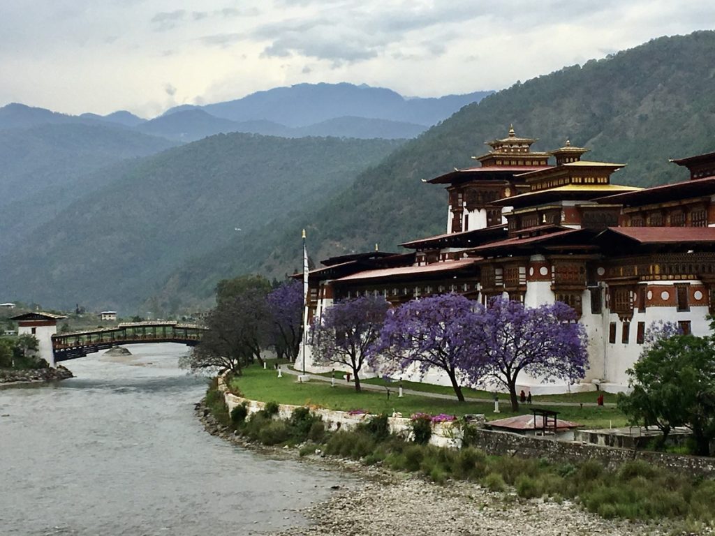 Punakha Dzong. Dzongs are distinctive type of fortified monastery architecture found mainly in Bhutan and Tibet. This is the second oldest and second-largest dzong in Bhutan.