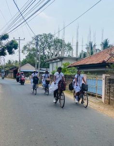 Students returning home after school
