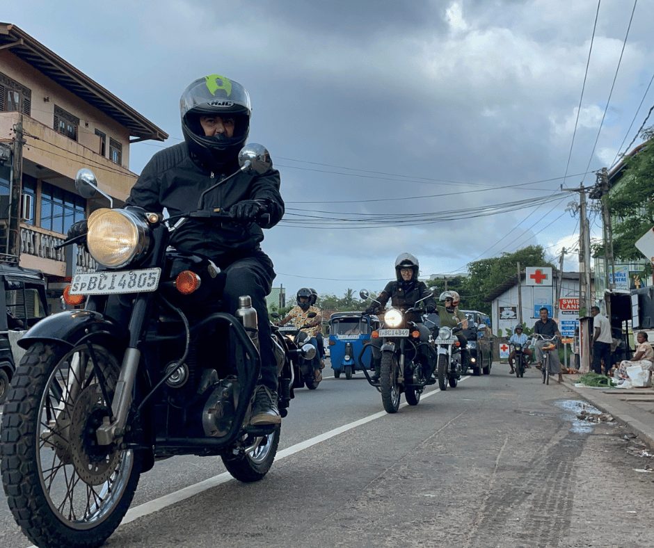 getting on the road in Galle - Sri Lanka women motorcycle tour